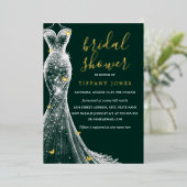 Emerald Gold Butterfly Dress Brautparty Folieneinladung (Stehend vorne)