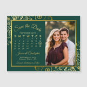 Emerald & Gold Calendar Foto Speichern Sie das Dat Magneteinladung (Vorderseite)