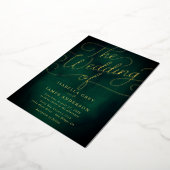 Emerald Gold Calligraphy Script Wedding Folieneinladung (Gedreht)