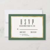 Emerald + Gold Classic Wedding Invite RSVP Card (Vorderseite)