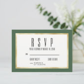 Emerald + Gold Classic Wedding Invite RSVP Card Karte (Stehend Vorderseite)