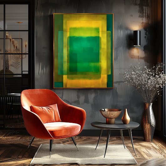 Emerald Gold Color Field Abstract Modern Art Poster