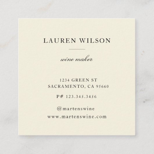 Emerald Gold Elegante Quadratische Visitenkarte (Rückseite)