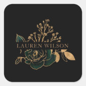 Emerald Gold Elegante Quadratischer Aufkleber (Vorderseite)