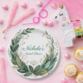 Emerald & Gold Floral Bridal Shower Pappteller (Party)