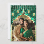 Emerald Gold Floral Indian Hindu Foto Wedding Einladung (Rückseite)