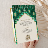 Emerald Gold Floral Vorhang Indische Hinduhochzeit Einladung