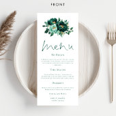 Emerald Gold Florals Liebe Story Wedding Menu Card Einladung