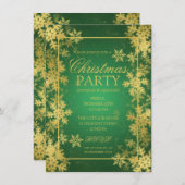 Emerald & Gold Foil Snowflakes Weihnachten Party Einladung (Vorne/Hinten)