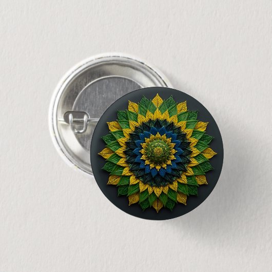 Emerald & Gold Foliage - Enamel Pin Button (Vorne & Hinten)