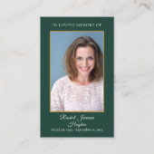 Emerald Gold Foto Beerdigungskarten Visitenkarte (Vorderseite)