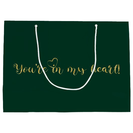 Emerald & Gold Glitzer Luxus Große Geschenktüte (Rückseite)