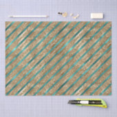 Emerald Gold Green Glitzer Stripes Seidenpapier (Handwerk)