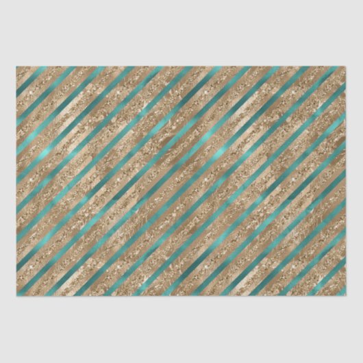 Emerald Gold Green Glitzer Stripes Seidenpapier (Vorderseite)