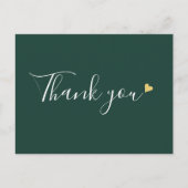 Emerald Gold Heart Script Business Vielen Dank Postkarte (Vorderseite)