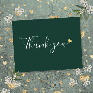 Emerald Gold Heart Script Business Vielen Dank Postkarte