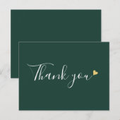 Emerald Gold Heart Script Business Vielen Dank Postkarte (Vorne/Hinten)