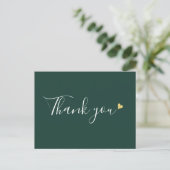 Emerald Gold Heart Script Business Vielen Dank Postkarte (Stehend Vorderseite)