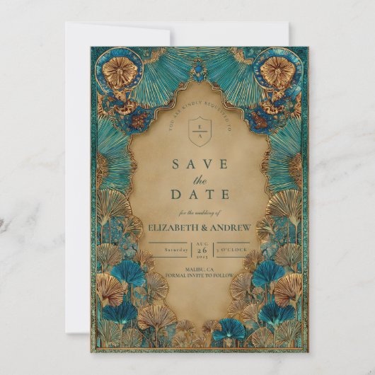 Emerald Gold Islamic Wedding Save The Date (Vorderseite)
