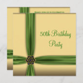 Emerald Gold Jewel 50. Geburtstag Einladung (Vorne/Hinten)