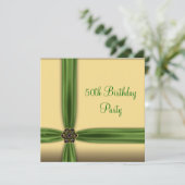 Emerald Gold Jewel 50. Geburtstag Einladung (Stehend Vorderseite)