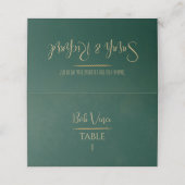Emerald & Gold Jewel-Tone Wedding Platzkarte (Außenseite Aufgefaltet)