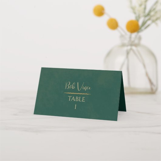 Emerald & Gold Jewel-Tone Wedding Platzkarte (Vorderseite)