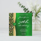 Emerald Gold Leopard Foil Gem Ribbon 30. Geburtsta Einladung (Stehend Vorderseite)
