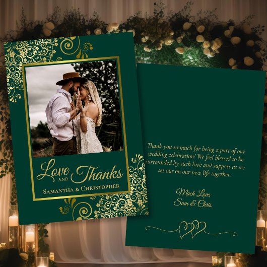 Emerald & Gold Liebe & Danke Foto & Note Wedding