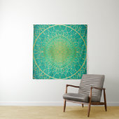 Emerald Gold Mandala Green Wandteppich (Beispiel (Horizontal))