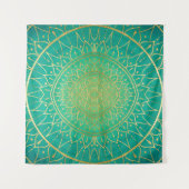Emerald Gold Mandala Green Wandteppich (Vorderseite)