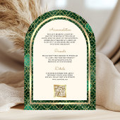 Emerald Gold marokkanische QR Code Sikh Arch Weddi Einladung