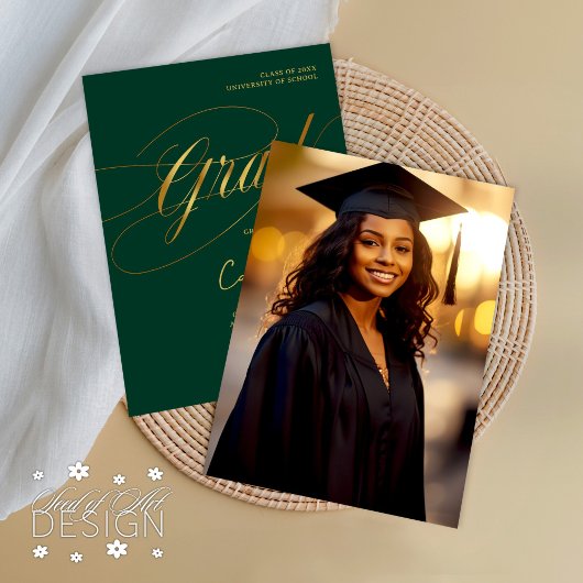 Emerald Gold Minimal Scripted Grad Foto Einladung