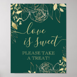 Emerald & Gold Modern Floral Sweet Fevor Table Poster