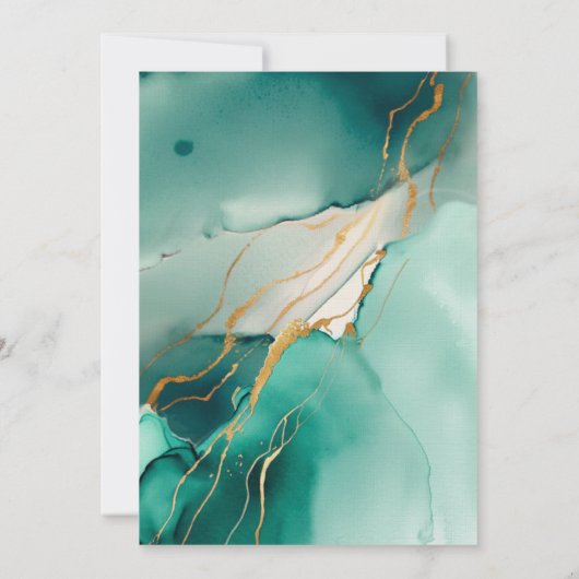 Emerald Gold Modern Romantic Boho Beach Wedding Einladung (Rückseite)