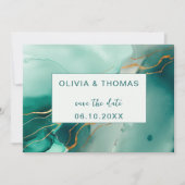 Emerald Gold Modern Simple Beach Wedding Rett Date Einladung (Vorderseite)