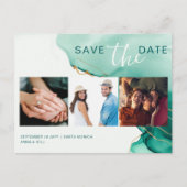 Emerald Gold Modern Wedding Foto Save the Date Postkarte (Vorderseite)