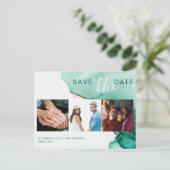 Emerald Gold Modern Wedding Foto Save the Date Postkarte (Stehend Vorderseite)