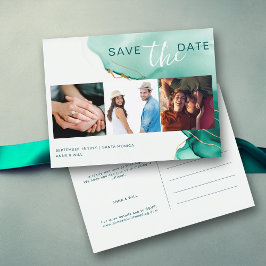 Emerald Gold Modern Wedding Foto Save the Date Postkarte