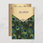 Emerald Gold Peacock Wedding RSVP (Vorne/Hinten)