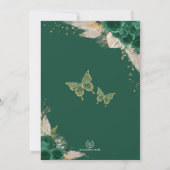 Emerald Gold Quinceañera Boho Floral Mis Quince 15 Einladung (Rückseite)