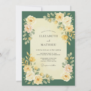 Emerald-Gold-Reben-Hochzeit Einladung