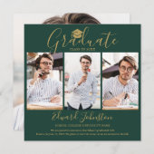 Emerald Gold Script Graduate 4 Foto Abschluss Ankündigung (Vorne/Hinten)