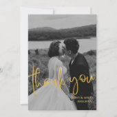 Emerald Gold Script Modern Foto Danke Karte (Vorderseite)