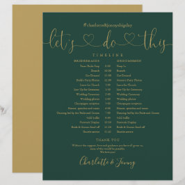 Emerald Gold Script Wedding Zeitplan Timeline