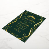 Emerald Gold Swirl Elegant Quinceanera Folieneinladung (Gedreht)