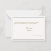 Emerald Gold Tea Elegantes Brautparty Vielen Dank Mitteilungskarte (Rückseite)