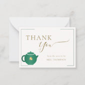 Emerald Gold Tea Elegantes Brautparty Vielen Dank Mitteilungskarte (Vorderseite)