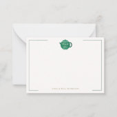 Emerald Gold Tea Pot Elegantes Hochzeitscouch Mitteilungskarte (Vorderseite)