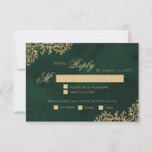 Emerald Gold Viktorianische Hochzeitsmahlwahl UAWG RSVP Karte (Vorderseite)